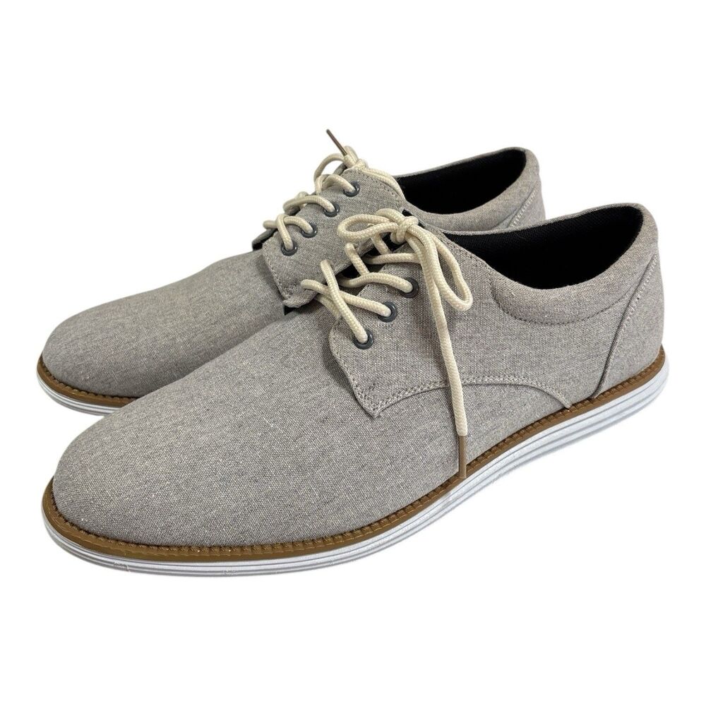 Linea Uomo Men’s Gray Canvas Lace Up Oxford Shoes F41081 Size 13 Business Casual